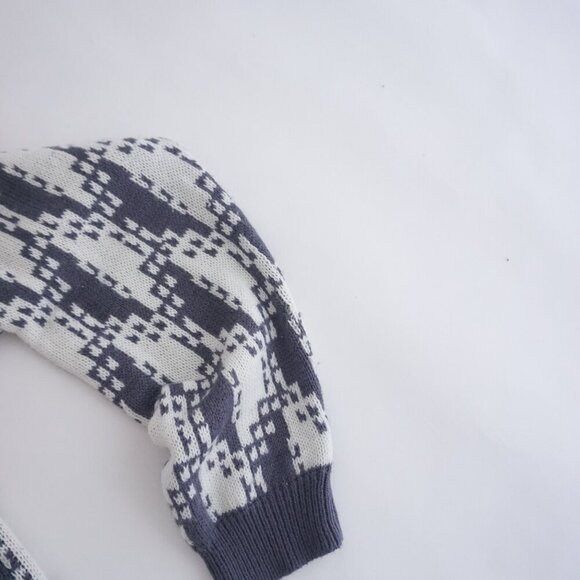 Vintage '90S Capricorn Gray White Artsy Eclectic Grandpa Crewneck Sweater Large - Picture 4 of 9